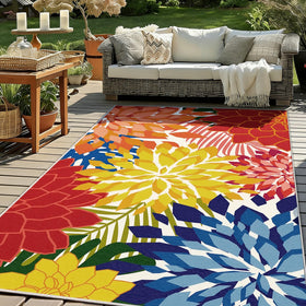 ZonLi outdoor rug floral pattern brightens patios and decks for outdoor charm