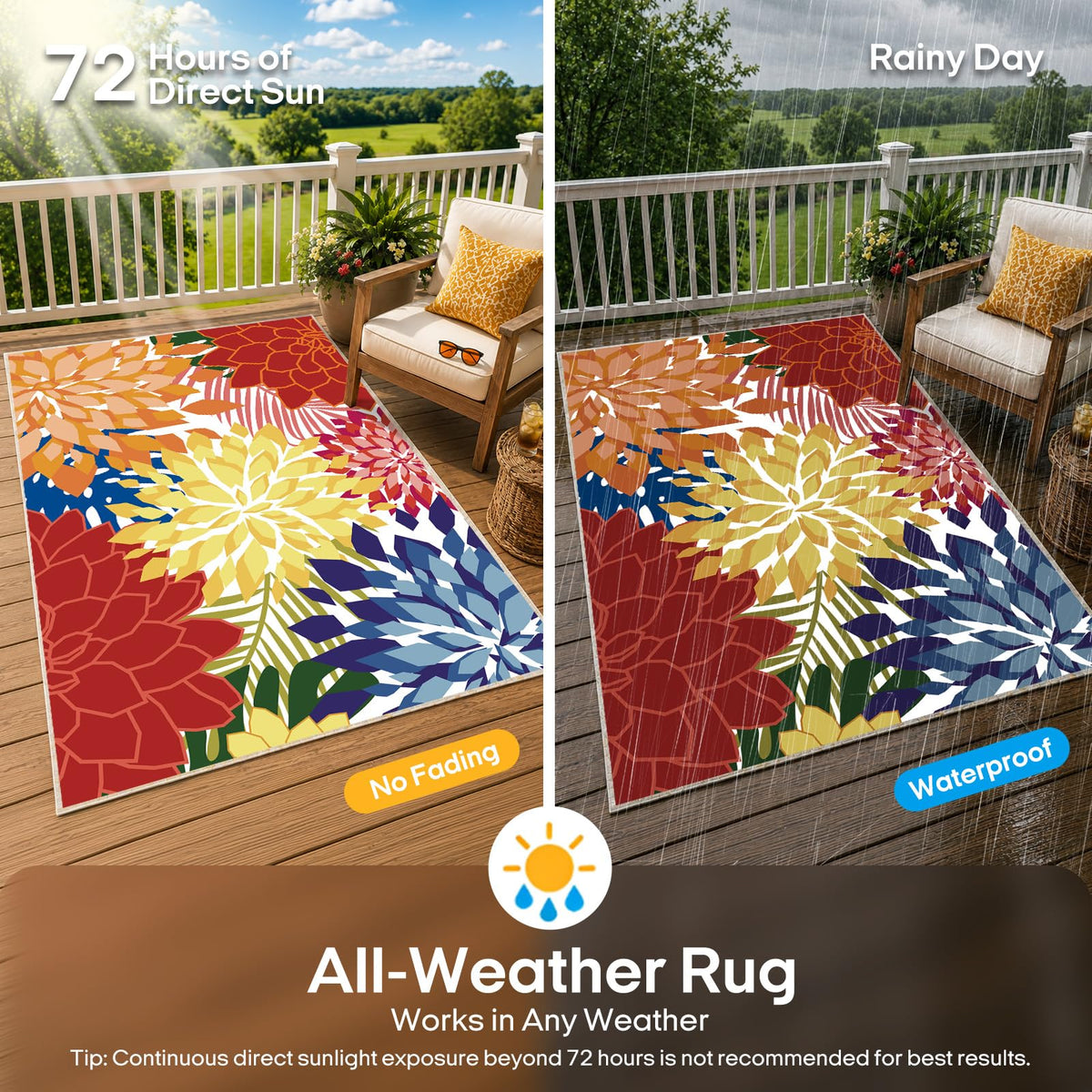ZonLi outdoor rug offers durable, washable comfort for outdoor living