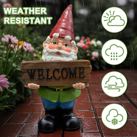 Zonling outdoor gnome decor shown in a sunny garden setting.