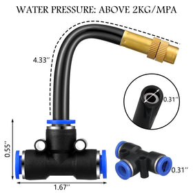 Zonon 360 degree rotating misting nozzle tee for flexible outdoor cooling.