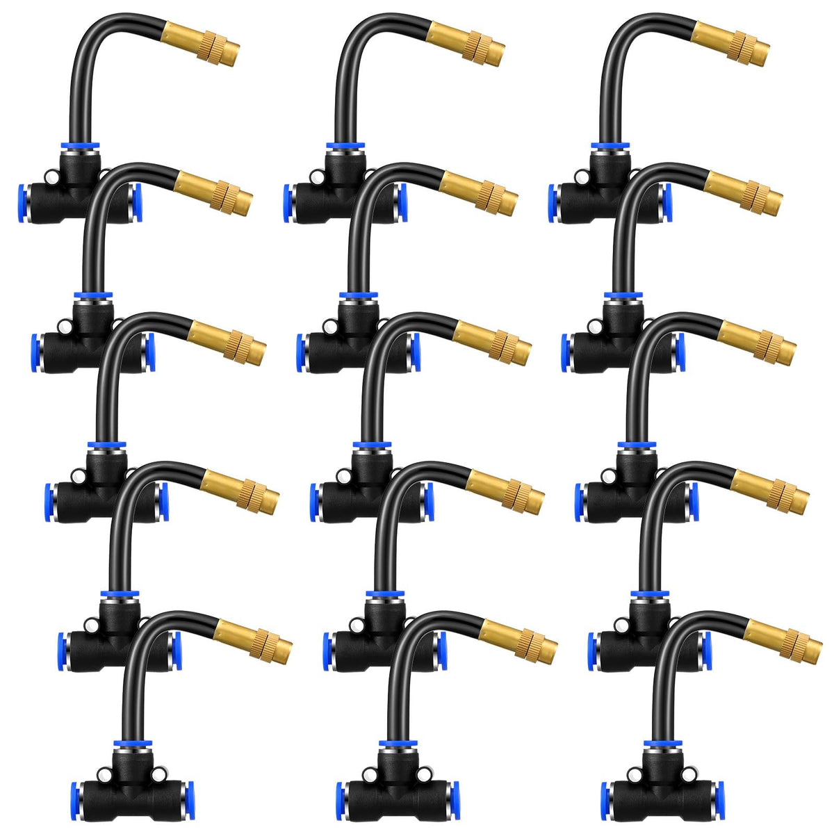Zonon brass misting nozzle tee with built in 4 inch hose for easy patio cooling.