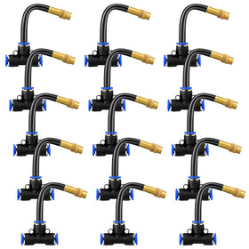 Zonon brass misting nozzle tee with built in 4 inch hose for easy patio cooling.