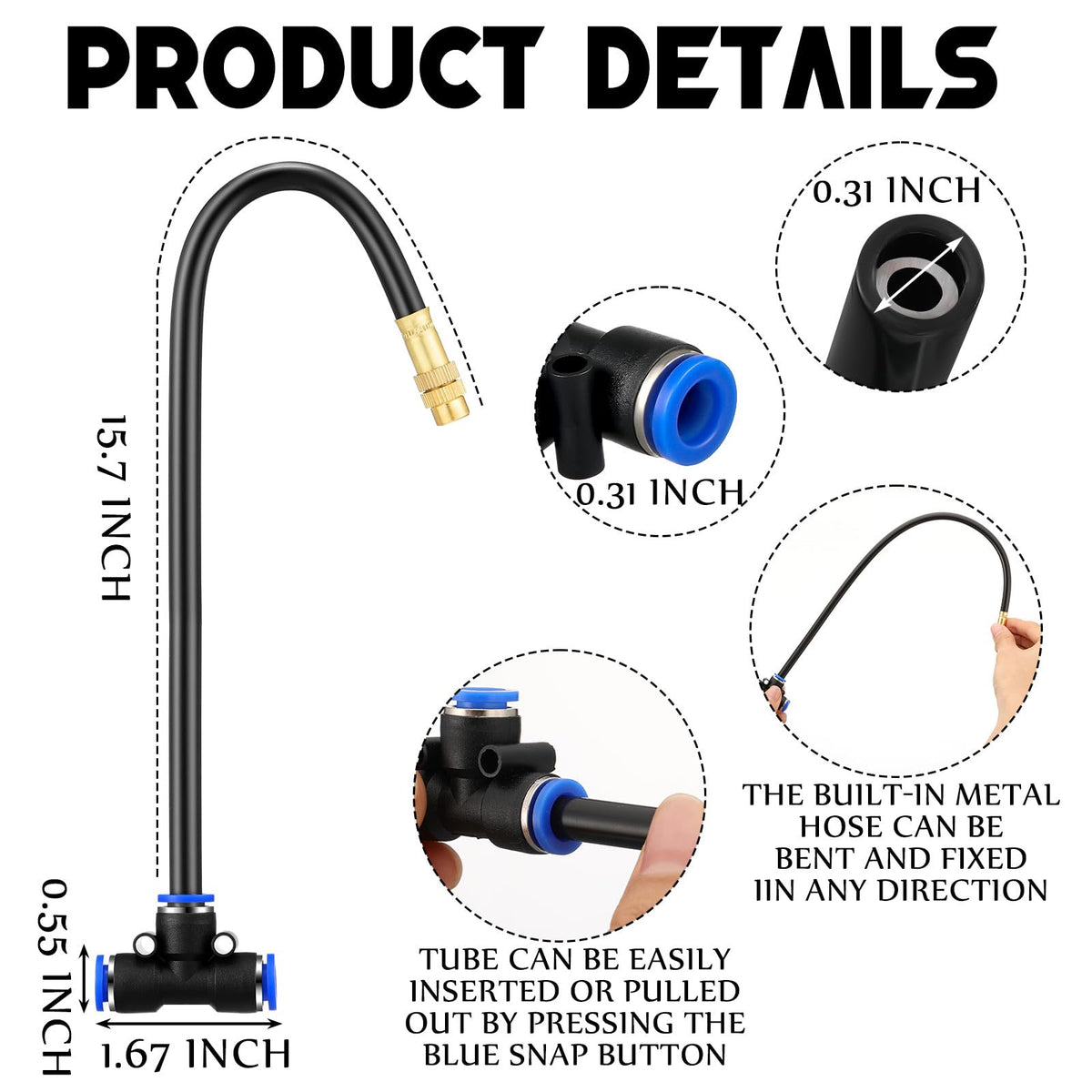 Zonon built-in 16-inch hose connected for quick misting setup.