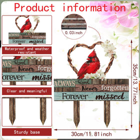 Zonon Cardinal grave stake red woodgrain finish for durable gravesite decor