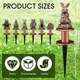 Zonon antique copper hose guide with spike base protects plants during watering.