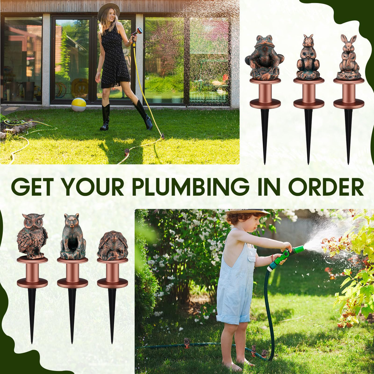 Zonon garden hose guide protects lawn edges while watering.
