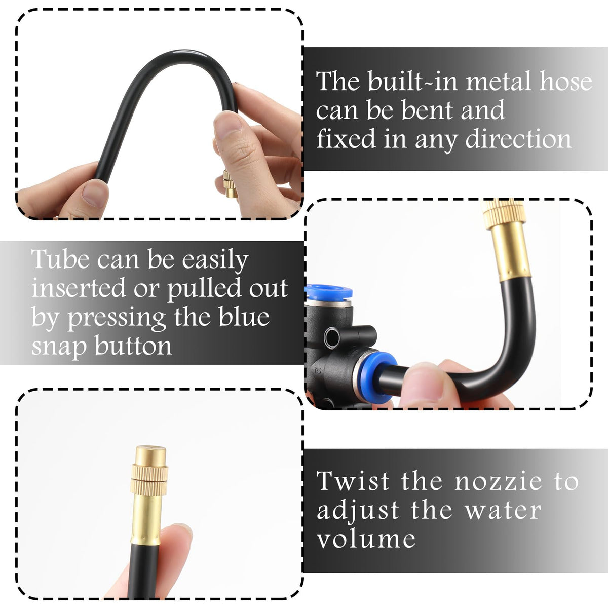 Zonon misting nozzle rotate feature shows 360-degree spraying for flexible coverage.