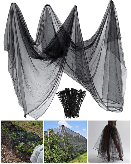 Zonon mosquito netting fully covers plants to deter pests and birds.