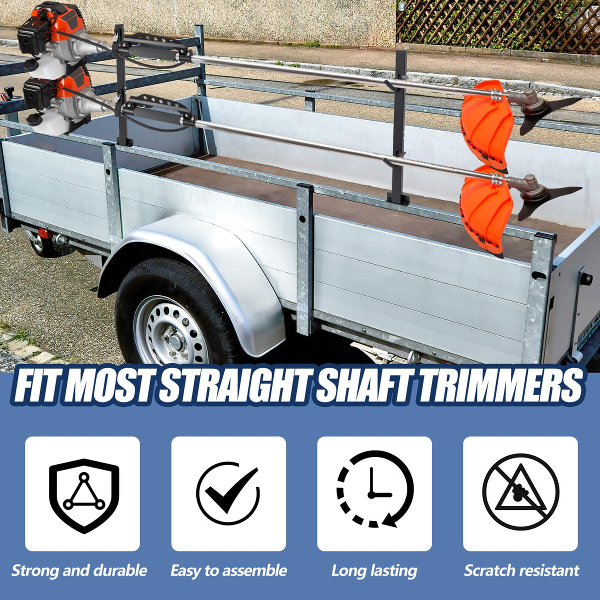 Powder-coated steel Zonon trimmer rack for durable, rust-resistant storage