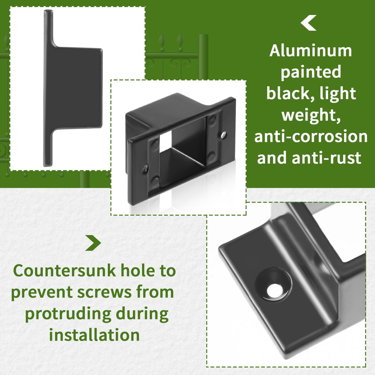 Zonon square bracket wall-mount double-flange for rails.
