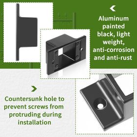 Zonon square bracket wall-mount double-flange for rails.