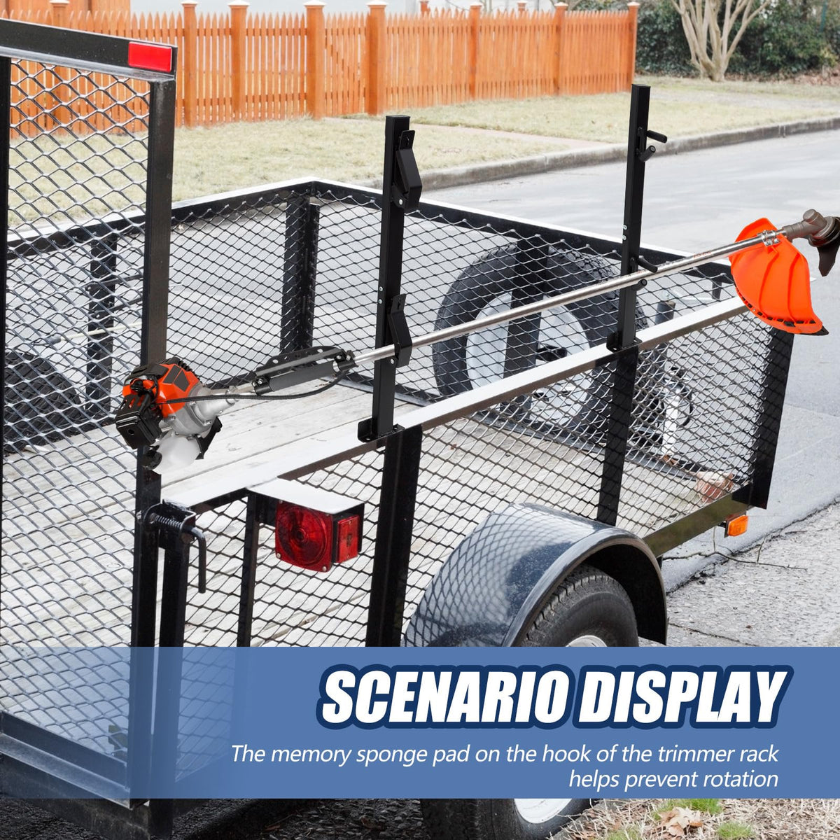 Two password locks secure Zonon trimmer rack against theft