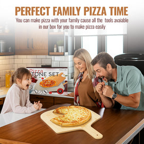 ZONZEST bamboo pizza peel ready to slide pizza onto stone.