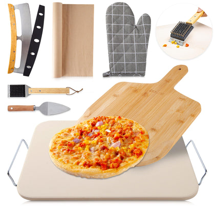 ZONZEST pizza stone set on counter delivers even heat for crispy crusts.
