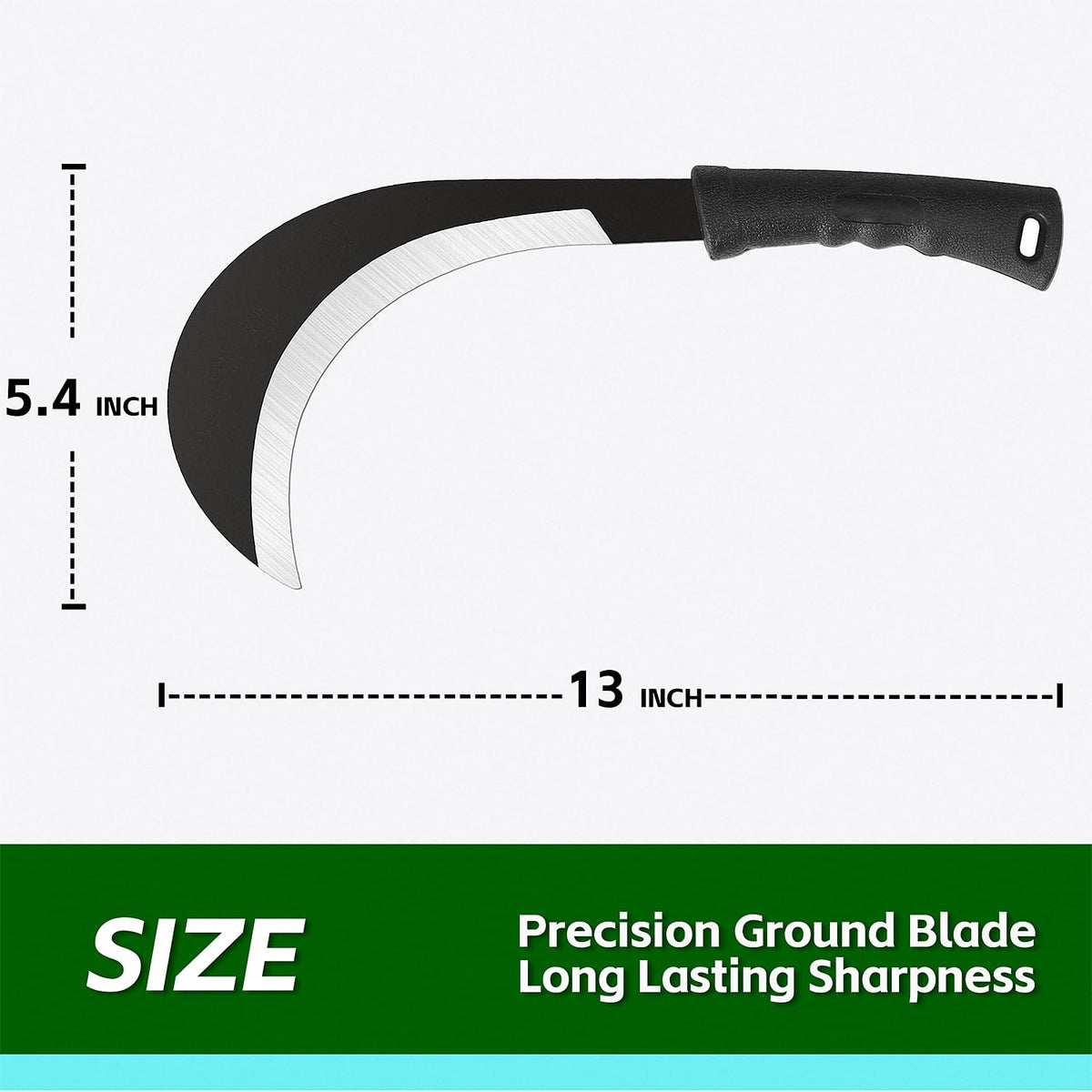 ZOOM.LZ Heavy-duty sickle for yard work and small-tree clearing in field.