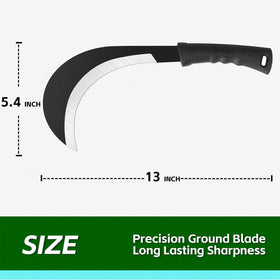ZOOM.LZ Heavy-duty sickle for yard work and small-tree clearing in field.
