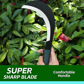 ZOOM.LZ Yard work machete slicing through small trees and thick grass.