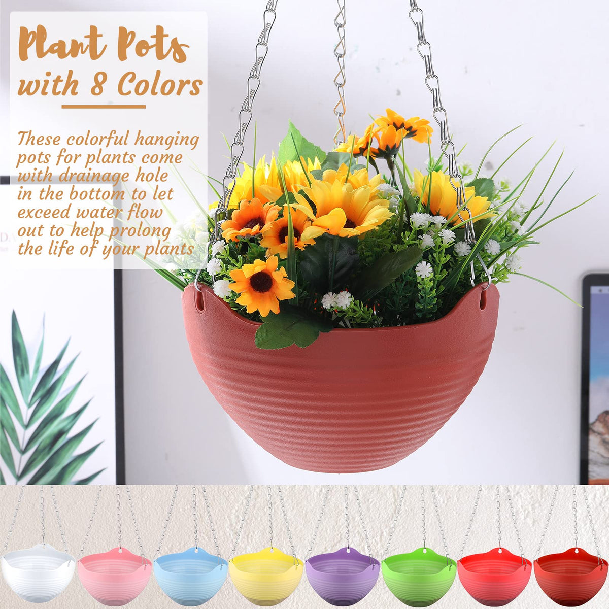 Zopeal blue self-watering hanging planter for versatile indoor-outdoor displays