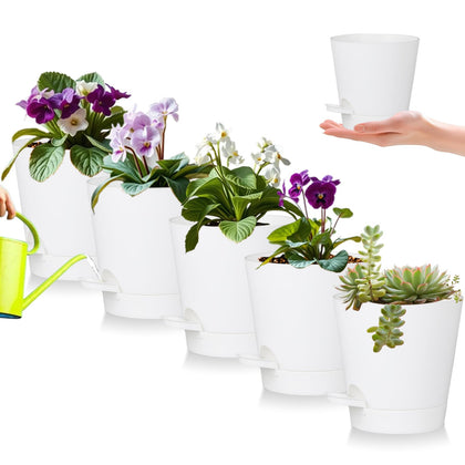 Zople 5-inch self-watering pot with African violet design for easy moisture management.
