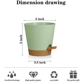 Zople 5-pack 5-inch self-watering pots, side view, lightweight and durable