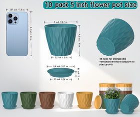 Zople pots with matching saucers protecting surfaces from water.