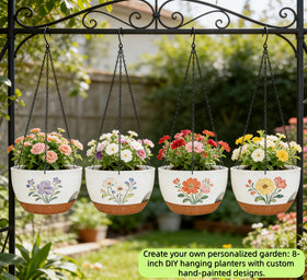 Zople side-refill design on 8-inch planter aids vacation watering.
