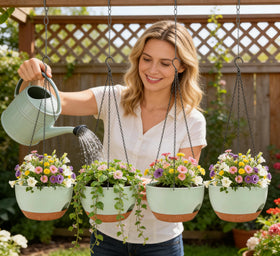 Zople hanging planter featuring a drainage system to protect roots.
