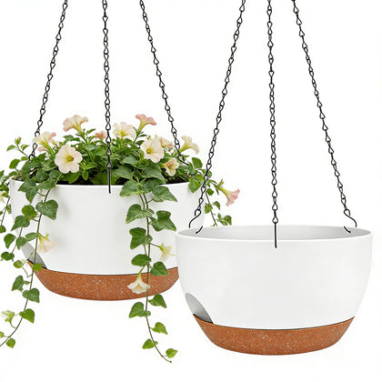Zople self-watering hanging planter with side-spout for easy refills indoors.