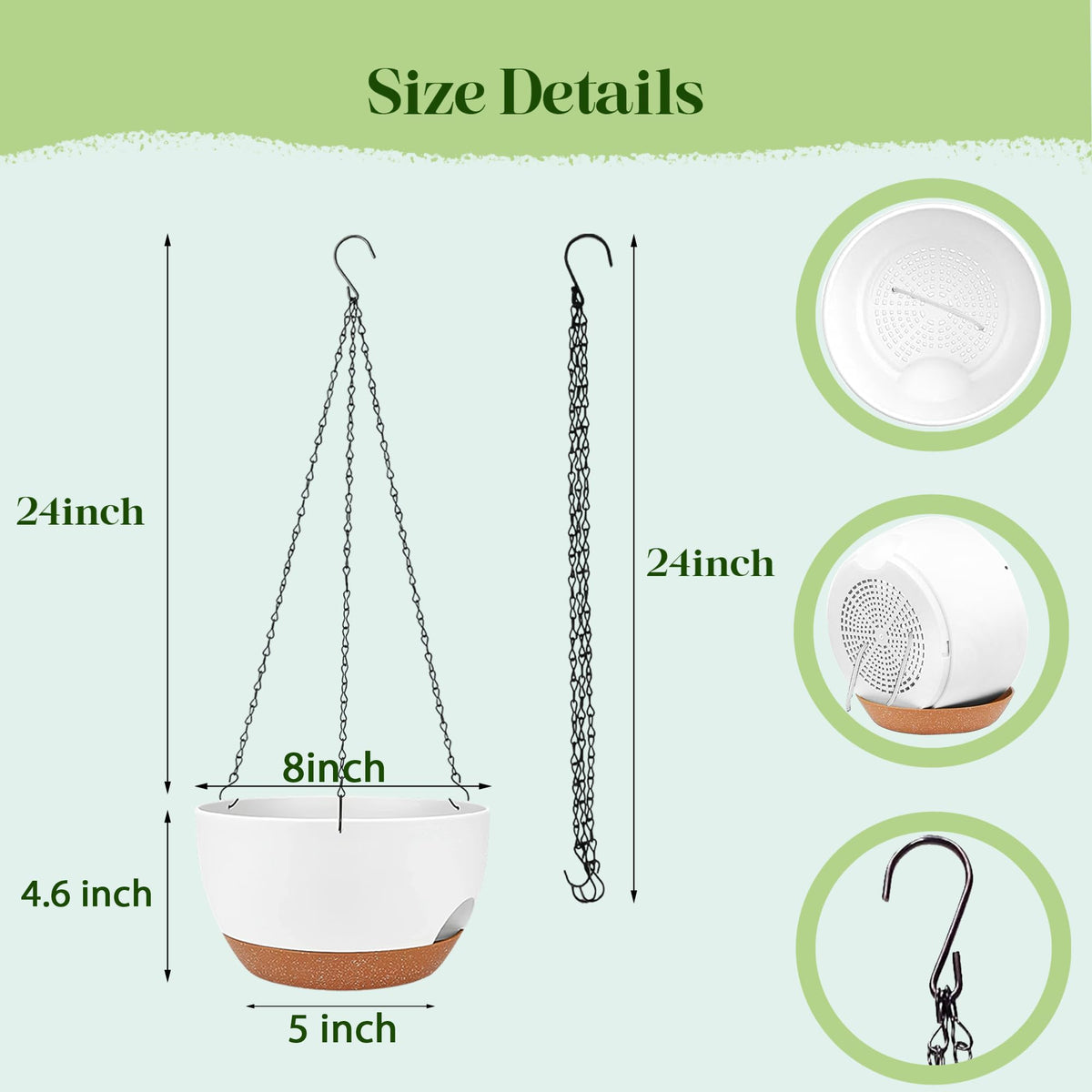 Zople hanging planters with reservoir and cotton rope ensure gradual watering