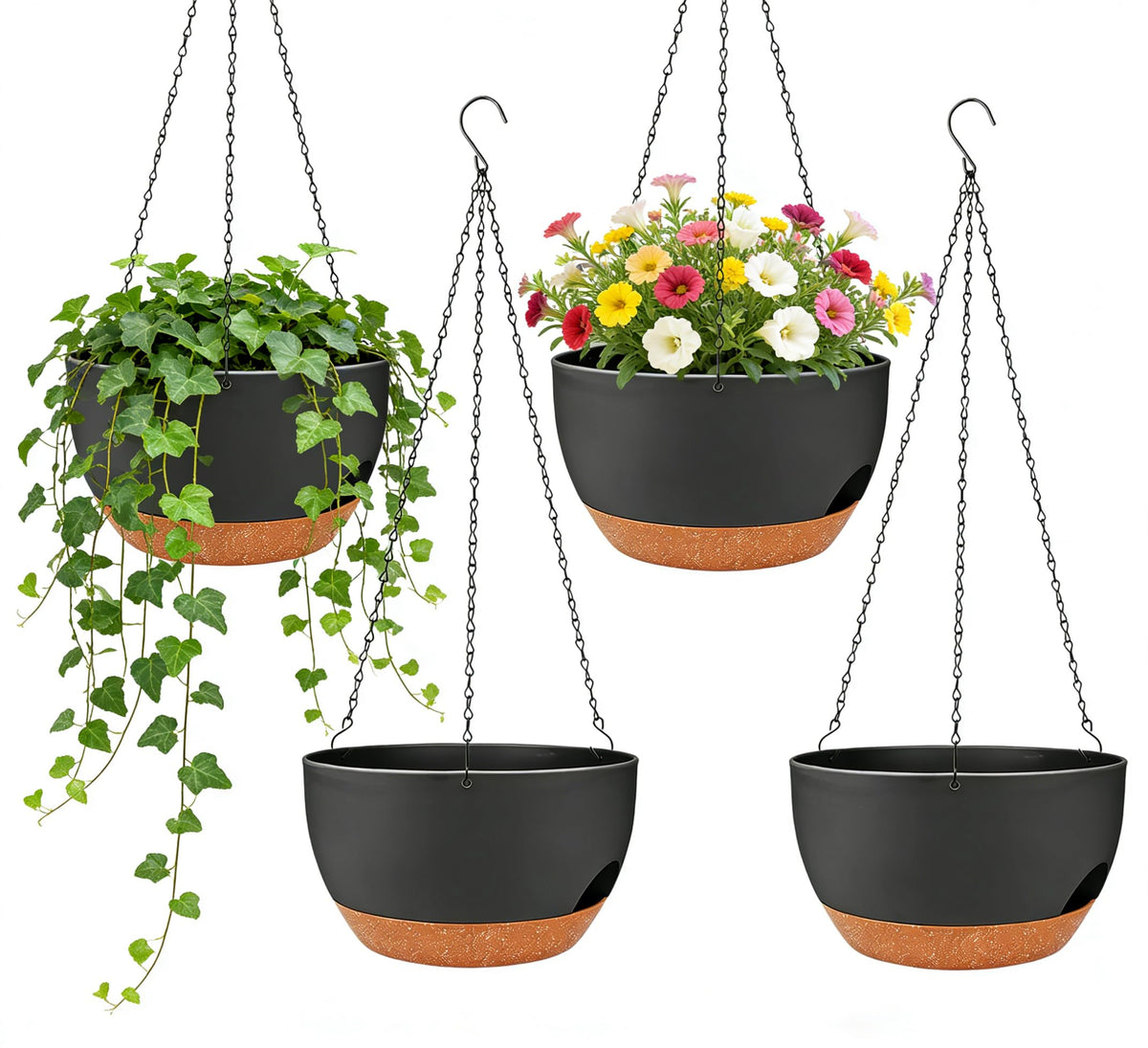 Zople 8-inch self-watering planter displaying ivy indoors for a vibrant corner
