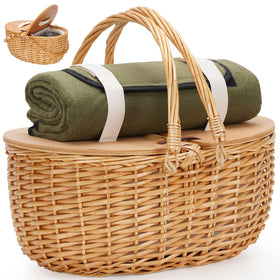 ZORMY 15-inch cooler picnic basket with insulated lid for organized outdoor meals.