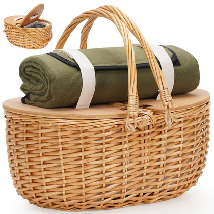 ZORMY 15-inch cooler picnic basket with insulated lid for organized outdoor meals.