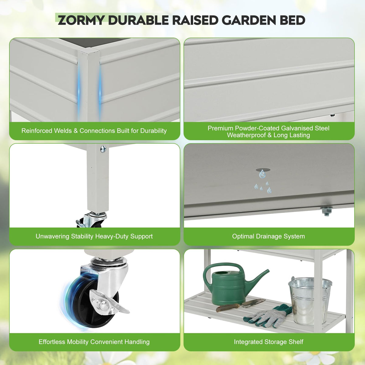 ZORMY detachable 35.5-inch shelf keeps tools within arm's reach.
