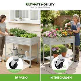 ZORMY galvanized steel raised bed with 400lb capacity for vegetables and herbs.