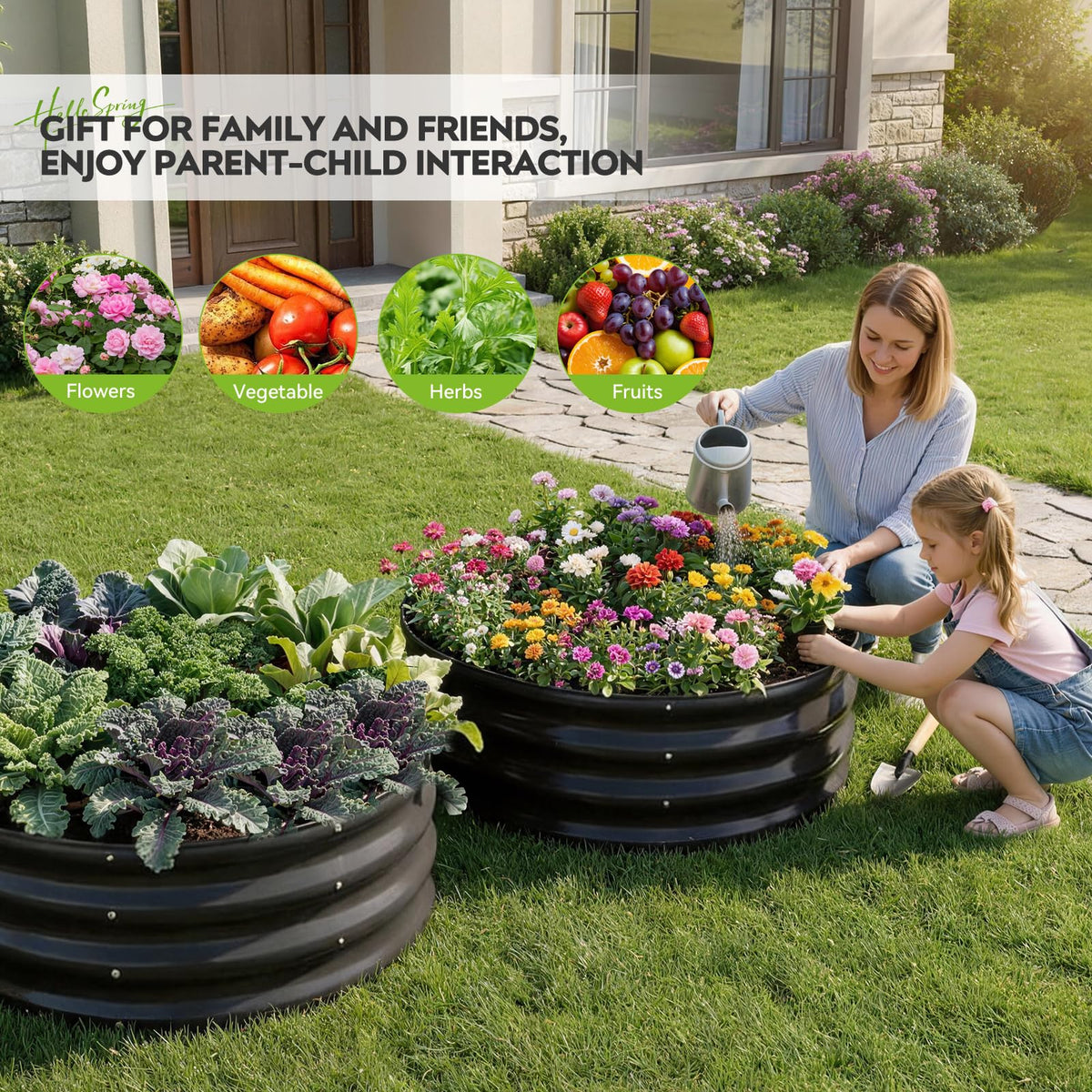 ZORMY grey outdoor planter bed ideal for vegetables, fruits, and flowers