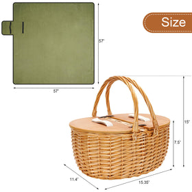 ZORMY handwoven willow basket with dual-entry lid serving as a stable outdoor surface.