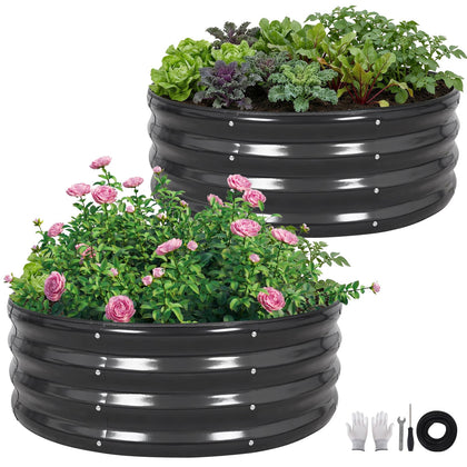 ZORMY round raised bed 2-pack for compact urban gardens, efficient space use