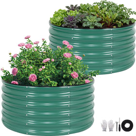 ZORMY round raised bed assembly shows easy setup for your patio garden