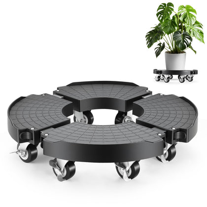 ZORVIO plant stand with 8 locking casters for stable movement of large pots.