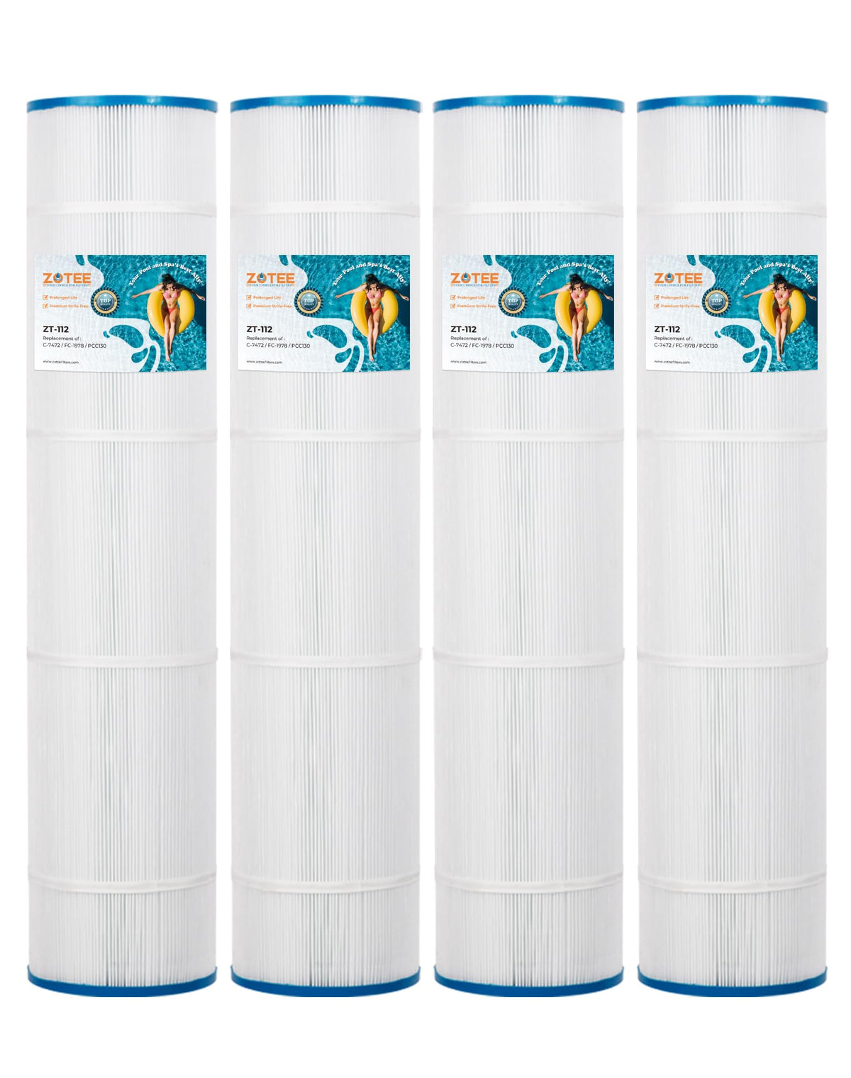 ZOTEE PCC130-PAK4 pool filter cartridge replacement for easy maintenance