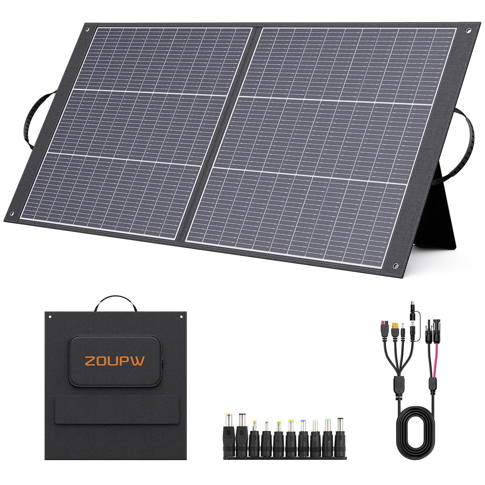 ZOUPW 100W panel folded compact for easy transport during travel
