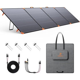 ZOUPW 480W bifacial panel folded for easy off-grid setup.