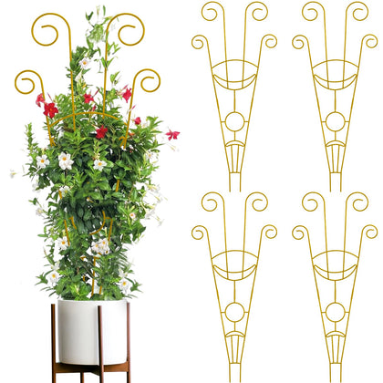 ZOUTOG trellis close-up showing rustproof metal and sturdy construction for outdoor pots.
