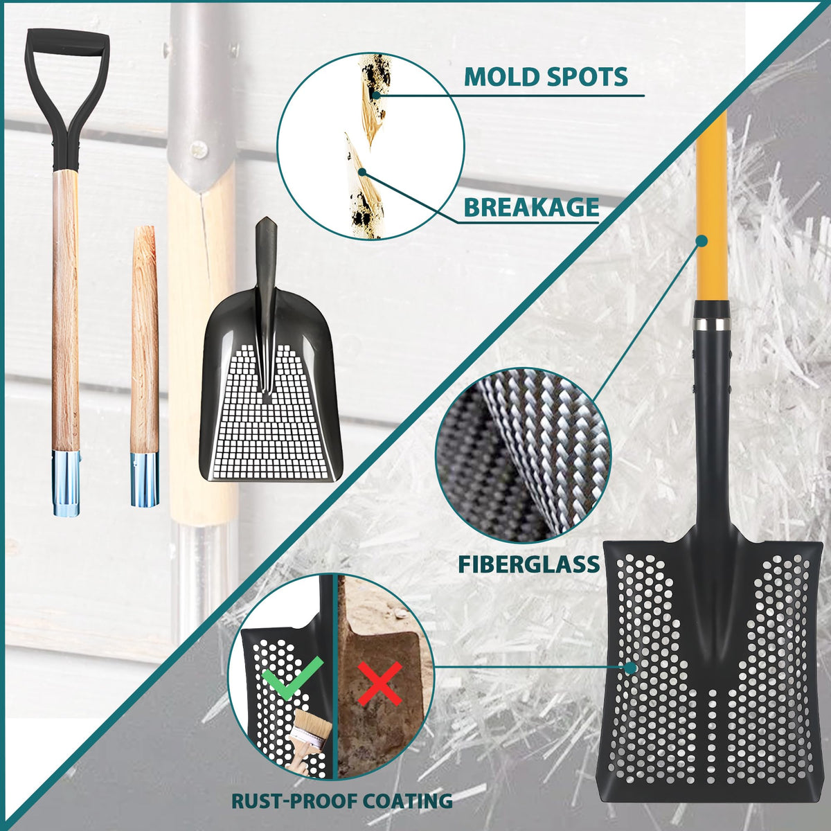 ZOYACREATE ergonomic fiberglass handle designed for comfort