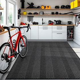 ZPAI 5x7 front door mat in charcoal grey traps dirt from footwear.