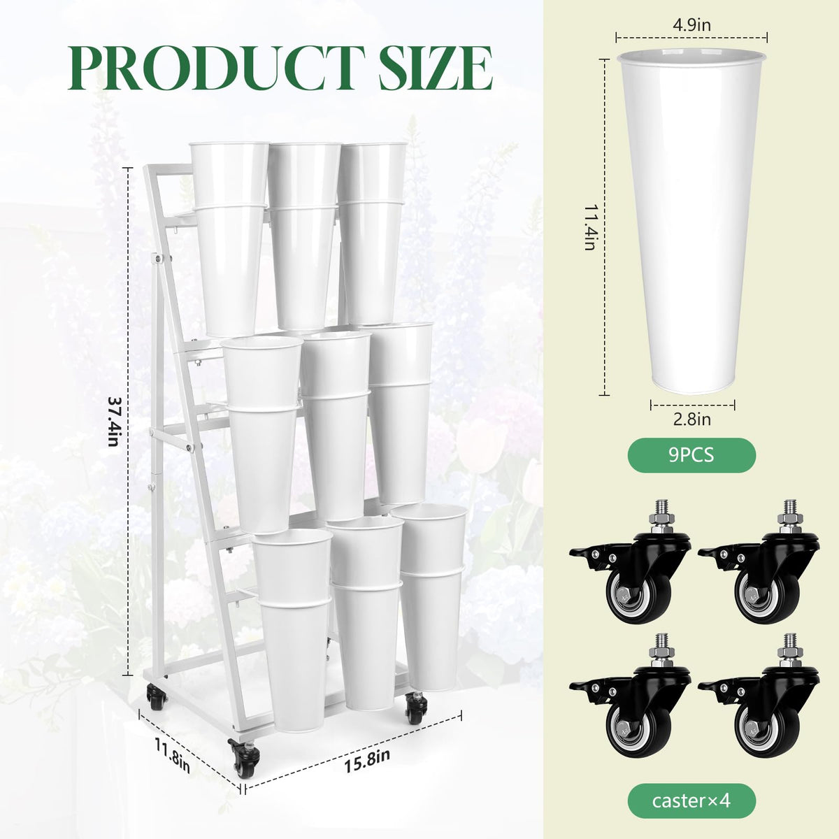ZpigToor flower bar with wheels enables easy repositioning for shop windows and events