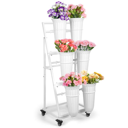 ZpigToor flower display stand with six buckets, ideal for shop windows and events.