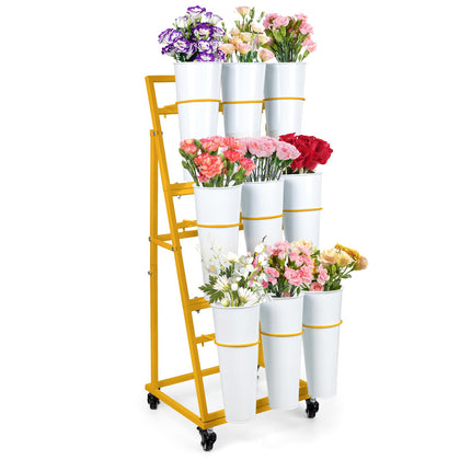 ZpigToor flower display stand gold with tiered levels for easy light exposure.