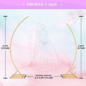 ZpigToor gold curved half-moon arches pair creates elegant wedding backdrop