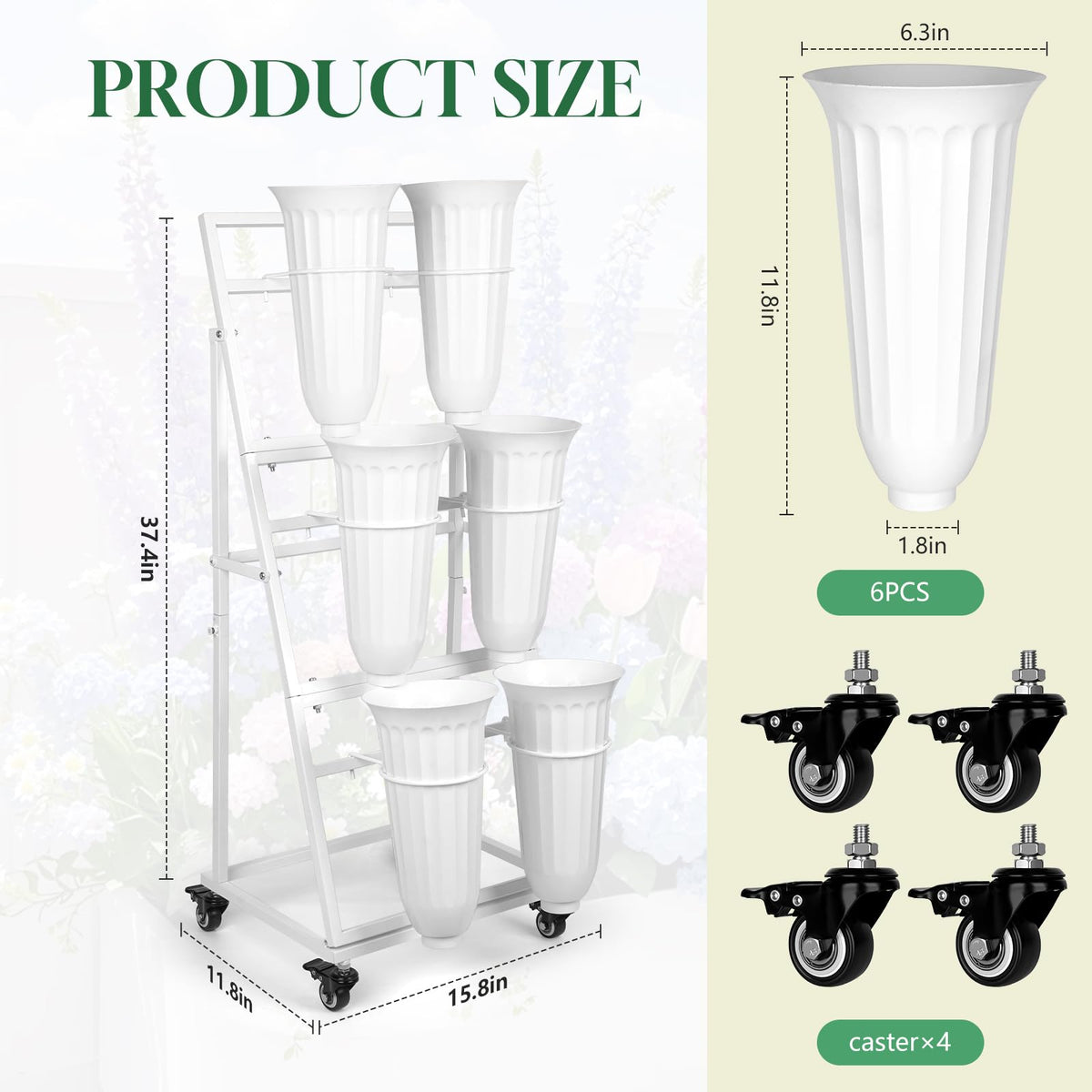 ZpigToor mobile flower bar stand on wheels for easy repositioning.